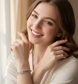 Rainbow Gemstone Gold Bangle