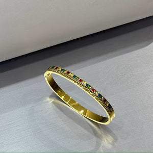 Rainbow Gemstone Gold Bangle